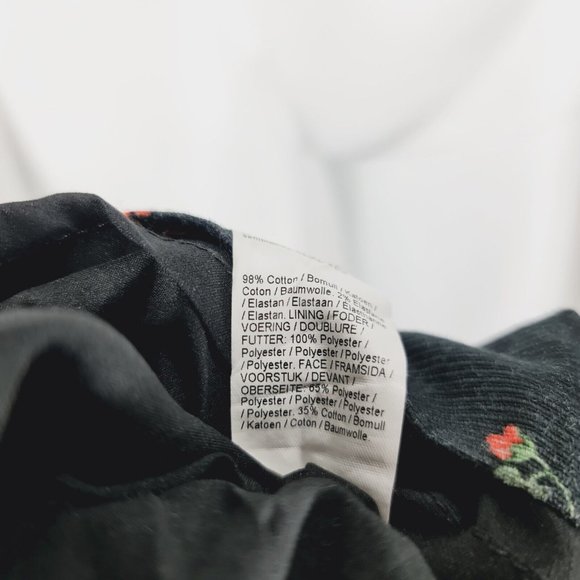 River Island Black Floral Short Skirt UK 14 Zip Lined Cotton Blend - Picture 5 of 5